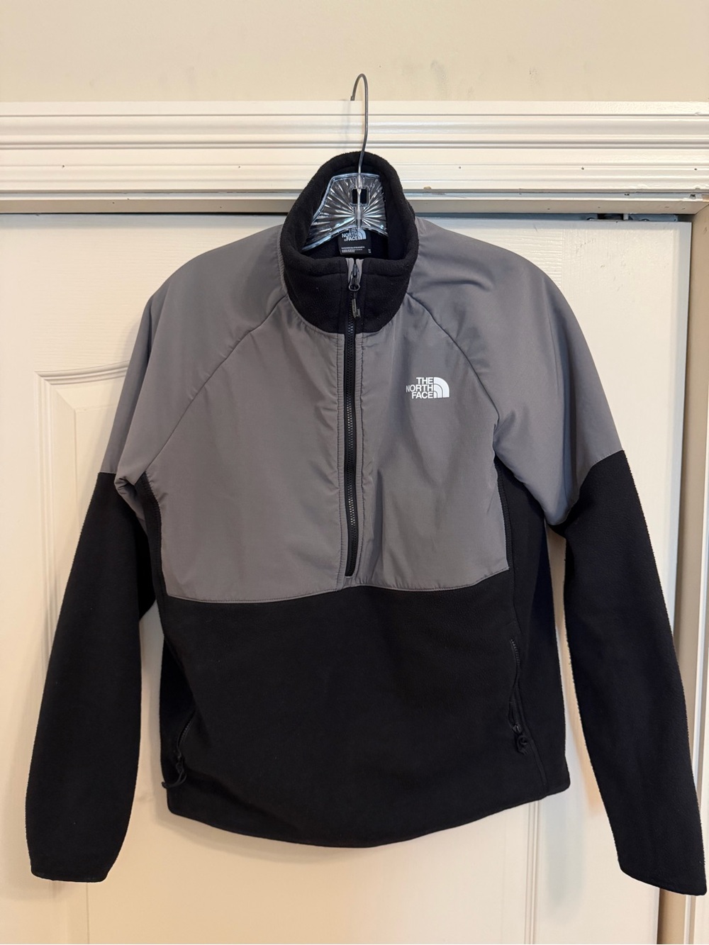 The North Face womens Gray and Black Half-Zip Fleece Jacket